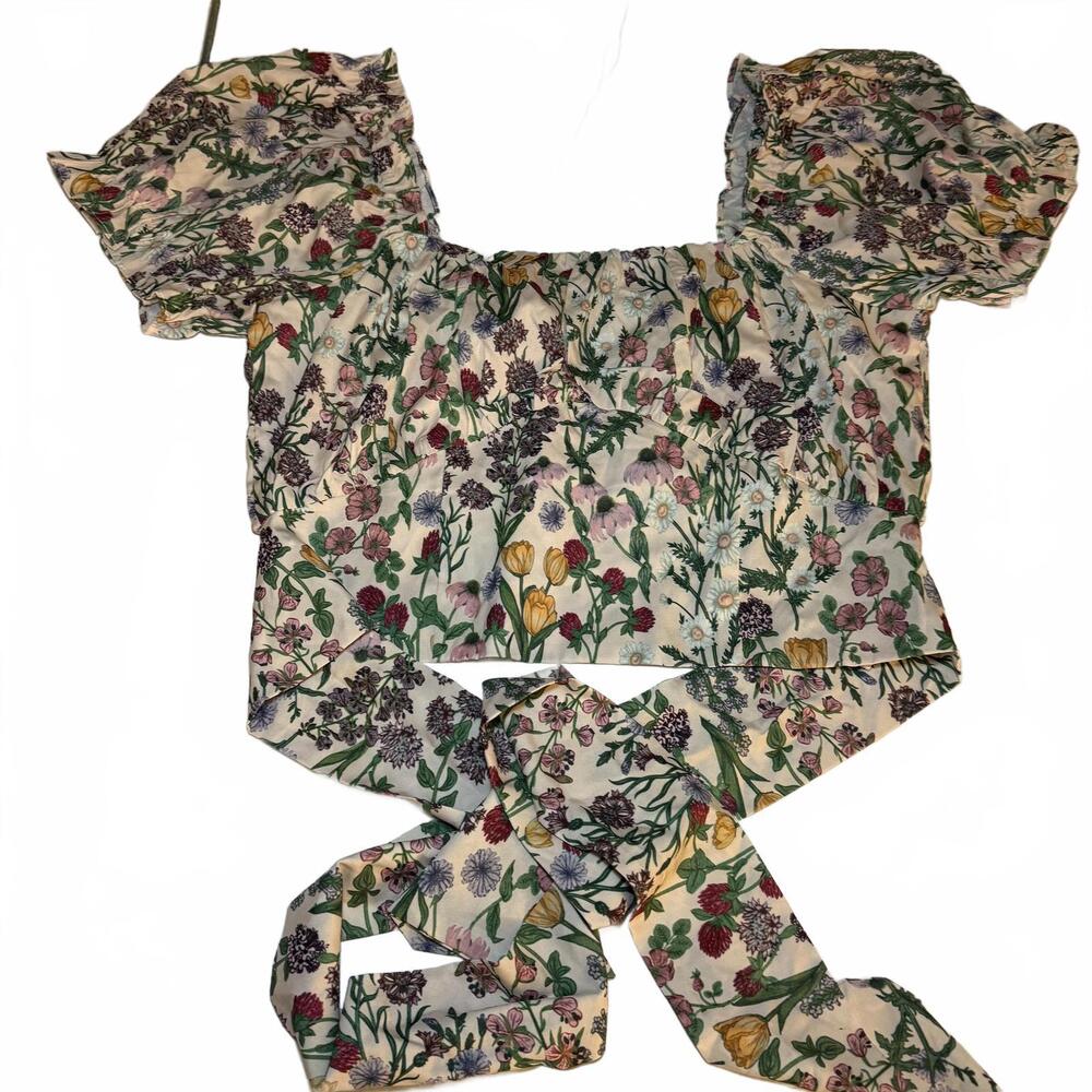 NWT Cider crop wild‎ flower tie back blouse SZ 1X. Boho Cottagecore Romantic